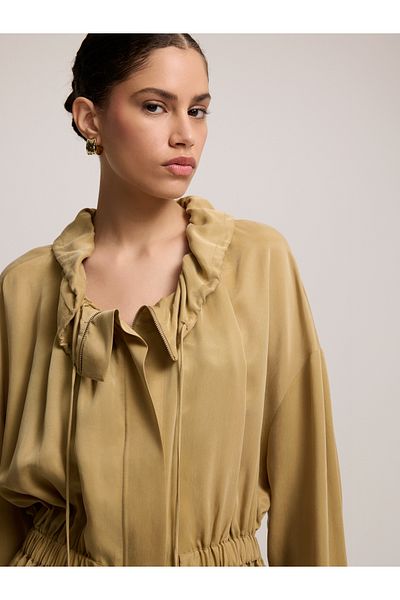 BAQA Shirred Collar Khaki Jacket