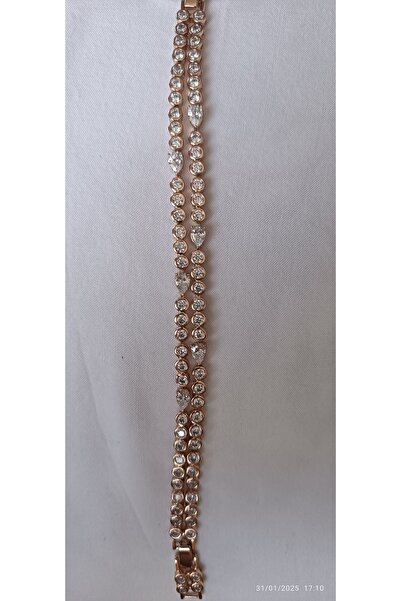 ARİ TAKI Double Row Watercourse Steel Bracelet Rose