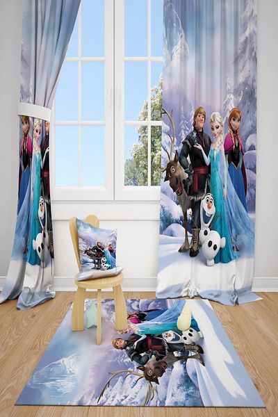 dekomingo Girl Character and Friends Children's and Baby's Room 2 Wings Background Curtain