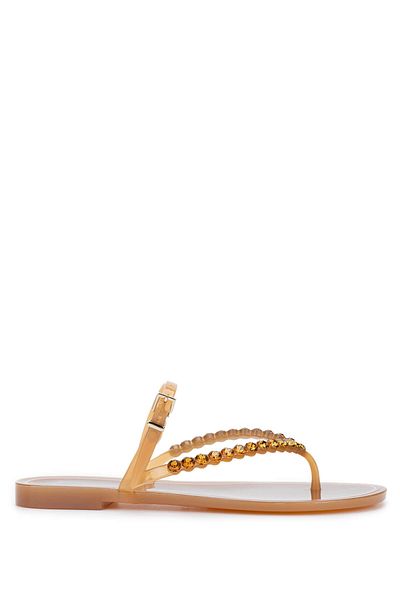 MENGHI Women's Pvc Caramel Flip Flops
