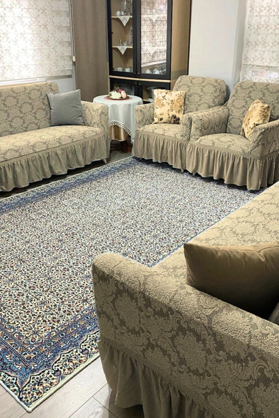 ARLISA Set de huse pentru scaune cu model otoman jacquard 3311 – Husă de protecție lavabilă cu lycra flexibilă (PIE)