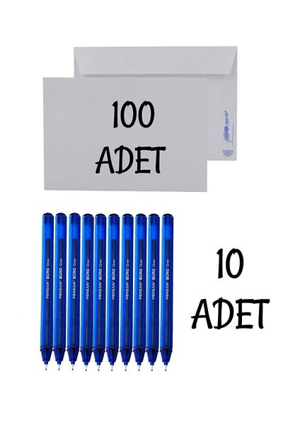 Asil Wedding, Money Jewelry Envelope with Adhesive Mouth 100 Pieces and 10 Ballpoint Pens