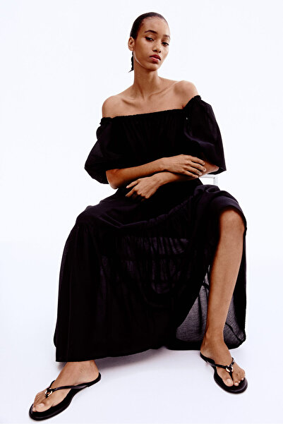 H&M Kare Yakalı Maksi Elbise