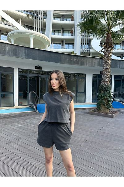 Lefon COTTON SLEVELESS STONED SHORTS SET
