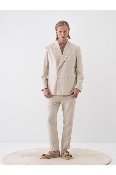 Xint Men's Natural Regular Fit Linen Jacket
