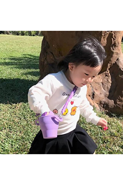 Empria Cana din silicon 2 in 1, pentru gustari si apa bebe, cu capac anti-varsare, cana bebe, Empria, Mov