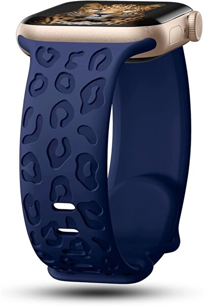 UnDePlus Apple Watch 10/11 42mm-38/40/41mm Kordon Leopar Desen Yumuşak Silikon Kordon 2/3/4/5/6/se/7/8/9