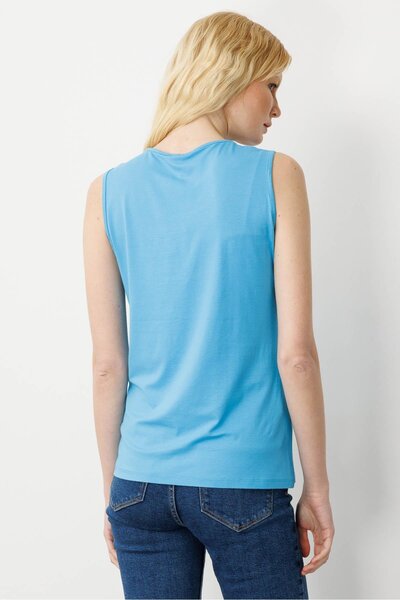 Desen Triko Γυναικείο μπλουζάκι με λουράκια από χτενισμένο βαμβάκι μπλε