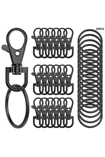 Choice3 6 cm black 20pcs swivel lobster clasp with key ring 10pcs key chain 1...