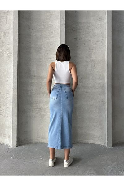 ADA MODA Fustă lungă din denim elastic