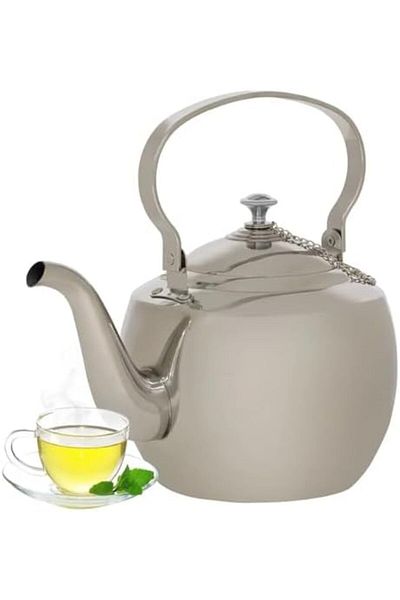 ALSAIF 3L Saif Teapot, durable and elegant, ideal for serving tea and other types of tea. Silver color.