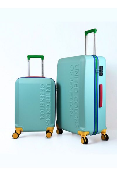 United Colors of Benetton Bnta-203x Set Of 2 Hard Trolley Luggage With Tsa Lock| Size-20/28 Inch| Light Blue