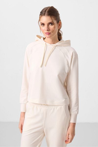 TOMMY LIFE Ecru Hooded Oversize Women's Tracksuit - 95336