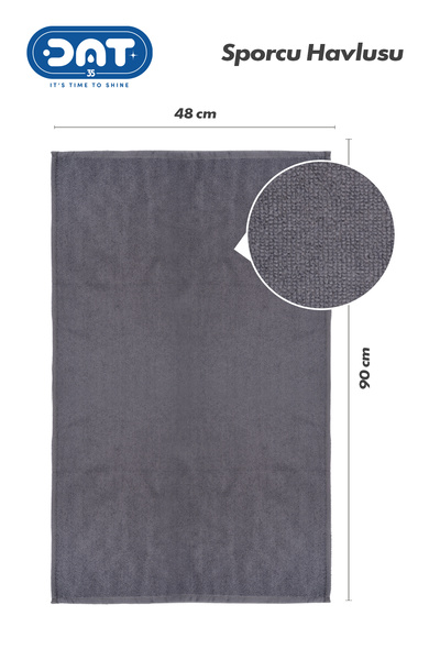DAT35 Mikrofiber Sporcu Havlusu 48x90 cm Gri Gym Fitness Hızlı Kuruyan Havlu