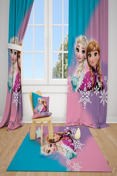 dekomingo Girl Character Rainbow - Tricolor, Baby and Children's Room Backdrop, 2 Wings