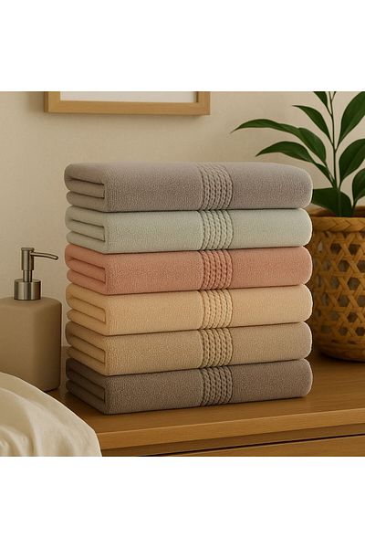 Selen 100% Cotton Bath Towel 6 Pieces 80X140Cm