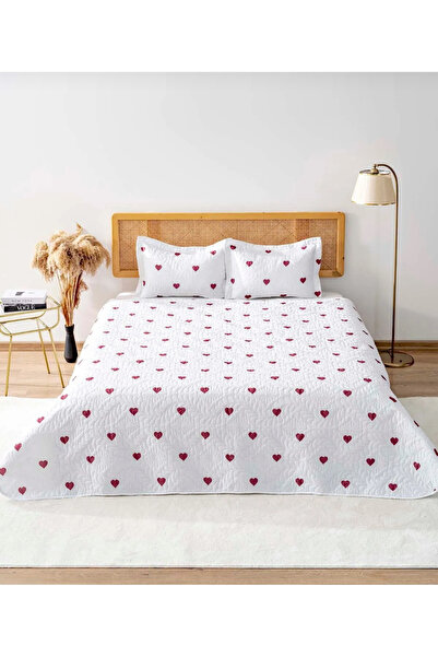 AZRA ÇEYİZ Lovely Çift Kişilik 235x250 Kalpli Yatak Örtüsü 50x70 2 Yastık