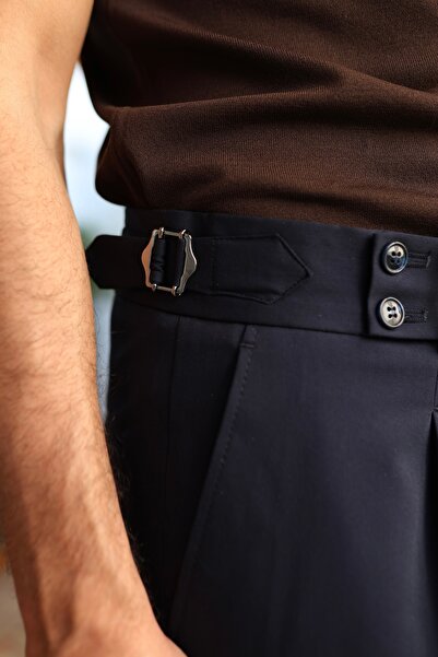 AEK FIORE Erkek Lacivert Pileli Kumaş Pantolon