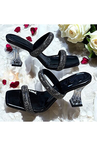 KAFKASLAR AYAKKABI Прозорі туфлі на підборах 8 см з камінцями для весільного ...