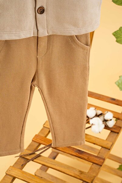 bombe Girl Boy Baby Kids Camel 2-Piece Bottom Top Set Cotton Trend Set