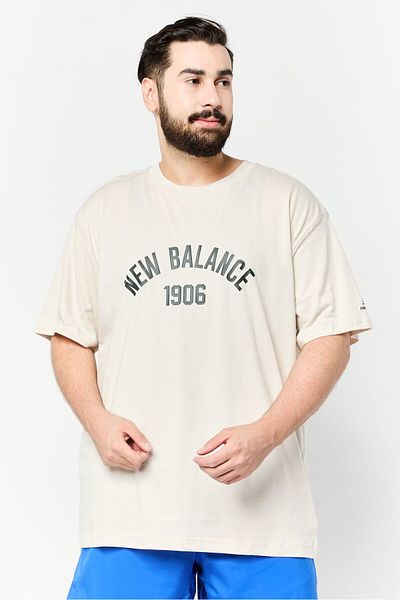 New Balance Men Relaxed Fit Short Sleeves Outdoor T-shirt, Beige