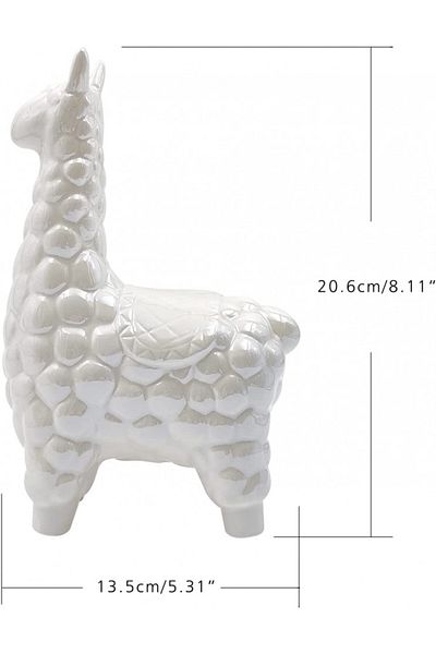 Casaido obiect decorativ, model alpaca, ceramica, bej, 20,6 x 13,5 x 7,5 cm.