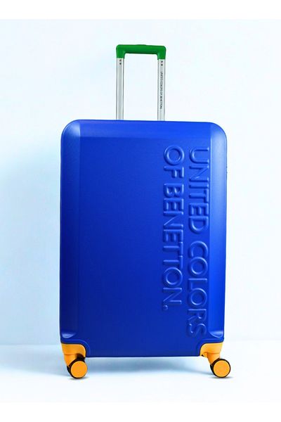 United Colors of Benetton BNTA-203X 28 Inch- Checked Hard Trolley Luggage with TSA Lock- Blue