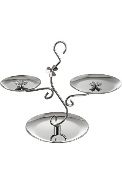 Generic 3-tier dessert stand, white/chrome by Al Saif, round