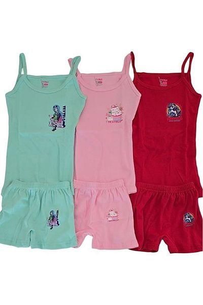 TEXTELO Girls Underwear 100% Cotton Vests And Briefs Set of 3 pieces (Red, pink, green)