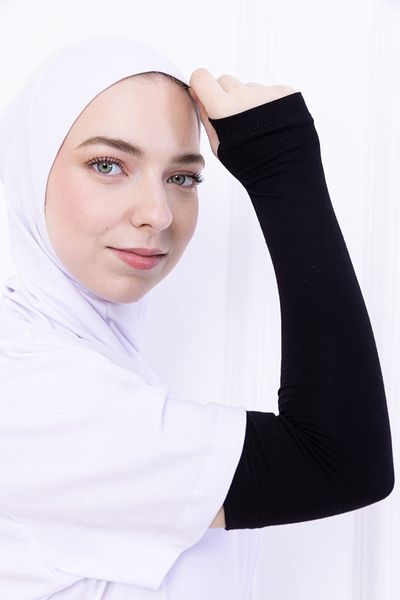 Loggia Finger Snap Lycra μανίκι μαύρο - Γυναικείο Hijab μανίκι μασάζ 1 ζευγάρι Viscose Hijab