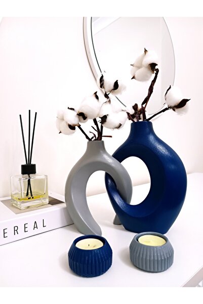 Home 2'li Sarmaşık Sevgili Vazo, Mumluklu Vazo Set, Modern Tasarım Dekoratif ...