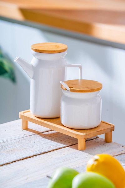 ACAR Pamira Bamboo Stand Oil & Spice Rack Set