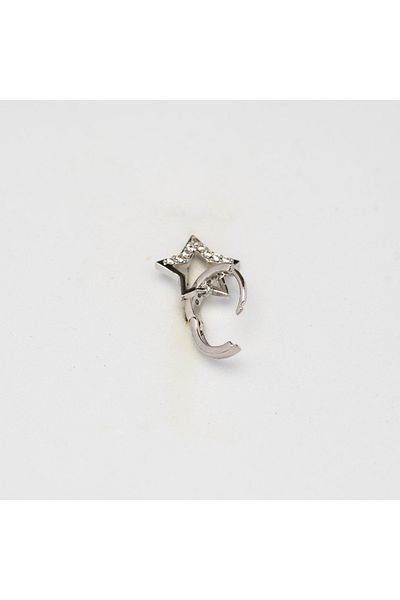 Piercing by Sever Star Ring Surgical Steel Piercing… Silver/Silver Color and Transparent Stone (Targus Helix Conch Flat)