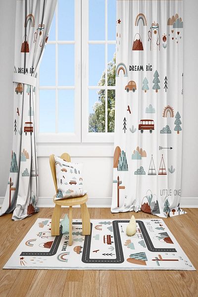 dekomingo Traffic Tropical Soft BABY AND KIDS ROOM FON CURTAIN 2 WINGS