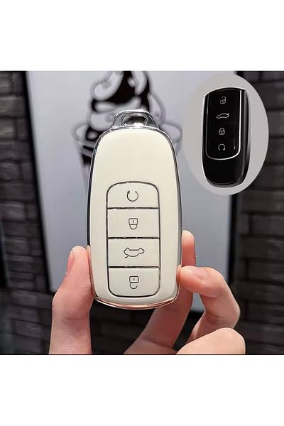 YıldızTuning Key Case for Chery Omoda 5 Pro White-Silver