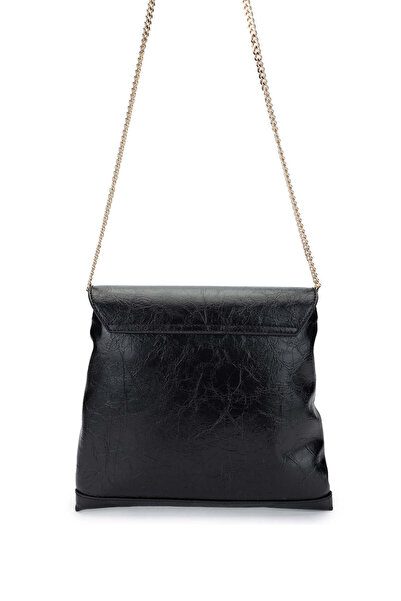Tamer Tanca Women Vegan Black Patent Leather Shoulder Bag
