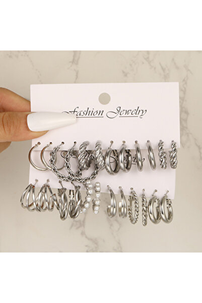 Choice AESilver1 48 قطعة أقراط دائرية أنيقة من اللؤلؤ الصناعي بتصميم ملتوي لل...