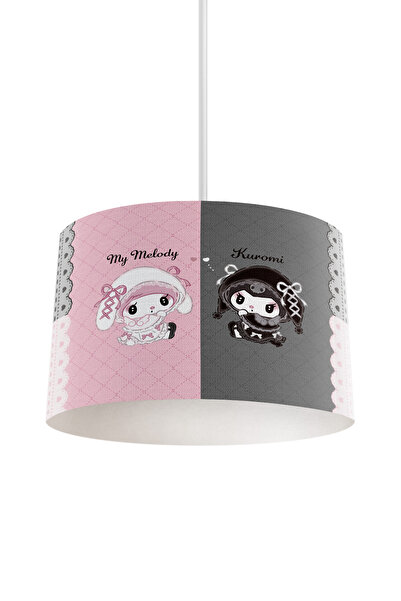 dekomingo PEMBE GRİ ŞERİTLİ KUROMİ VE MELODY BEBEK VE ÇODUK ODASI AVİZE