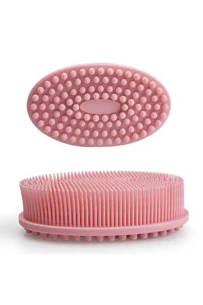 Empria 2 in 1 body brush, silicone sponge for cleansing, exfoliating and body massage, Pink
