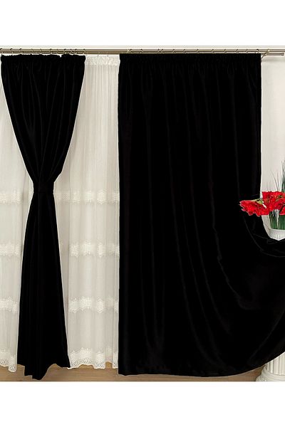 Liz Line Set doua draperii blackout, raven, "Monocrom Signature" by Liz Line, cu rejansa 2x400x245cm DR34