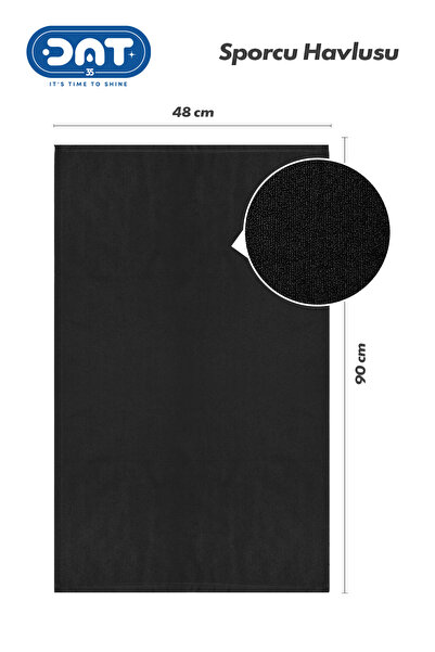 DAT35 Mikrofiber Sporcu Havlusu 48x90 cm Siyah Gym Fitness Hızlı Kuruyan Havlu