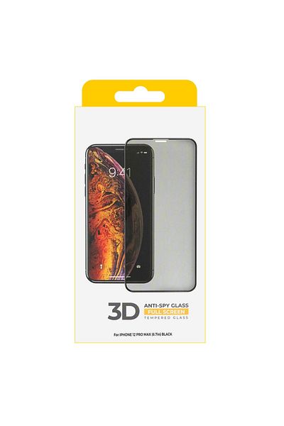 Depox Film din sticlă securizată pentru protecție compatibil iPhone 12 Pro Max, 3D, Anti-spion, negru, acoperire completă