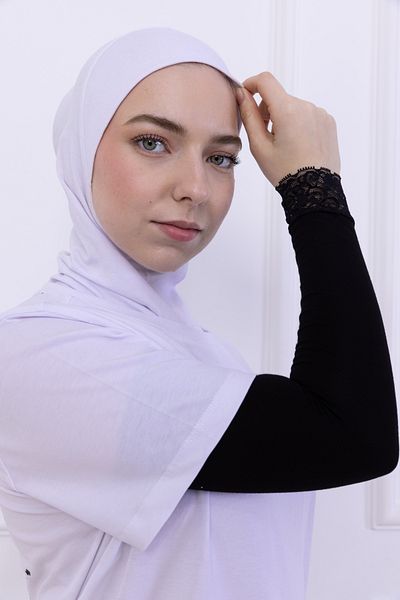 Loggia Λεπτομερής δαντέλα Lycra Oversleeve Μαύρο - Γυναικείο Hijab Μασίφ Προσευχή Μανίκι 1 Ζευγάρι 40cm Viscose Hijab