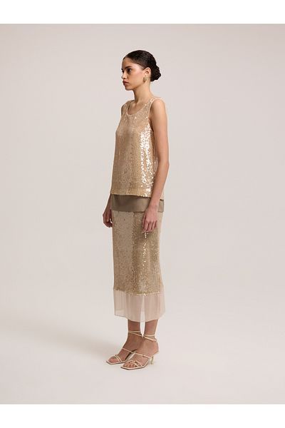 BAQA Sequined Sleeveless Blouse