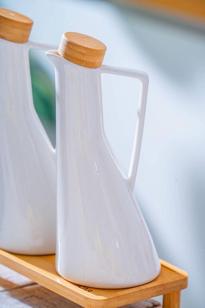 ACAR Pamira Bamboo Stand Oil & Vinegar Set