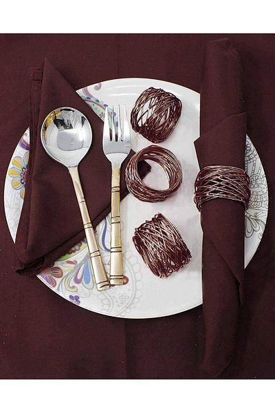 india Set Of 10 Napkin Rings , Metal, Dark Brown, 2.5 X 6.3 Cm