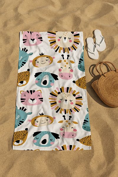denizlicotton Beach Towel, 80 X 150 cm Printed Towel, Sea Towel, Sunbed Towel