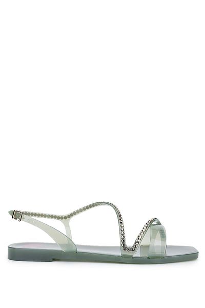 MENGHI Women's Pvc Green Flat Sandals