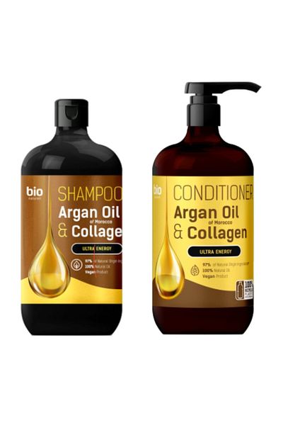 bio natural aroma Organic and Vegan Argan Oil of Morocco & Collagen Repairing and Nourishing Hair Care Set
