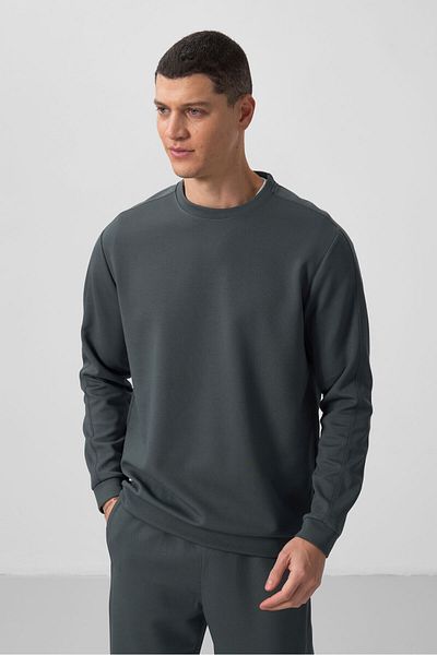 TOMMY LIFE Ανδρική αθλητική φόρμα Oversize με υφή επιφάνειας Khaki - 85275